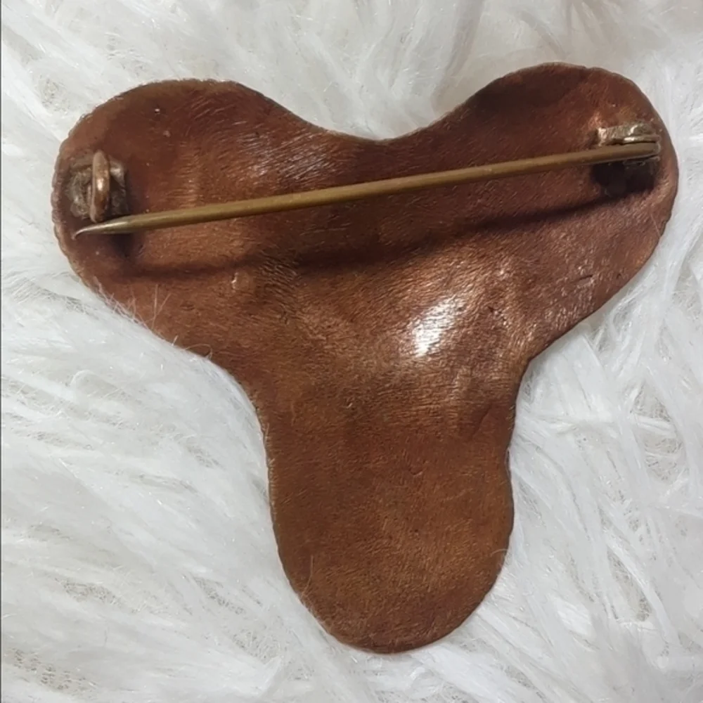 Vintage Triple Node Brassy Copper Brooch